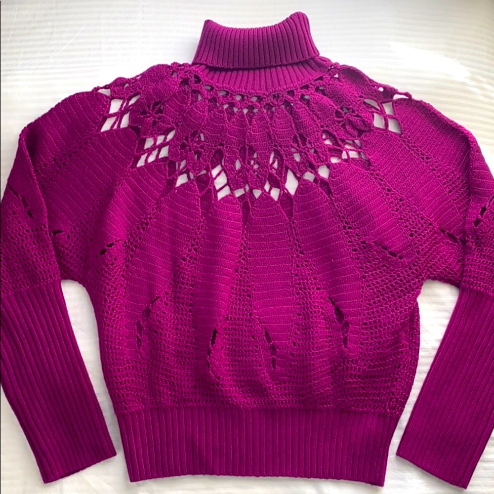 Vivienne Tam Cropped Sweater with Cut Outs, Sz M